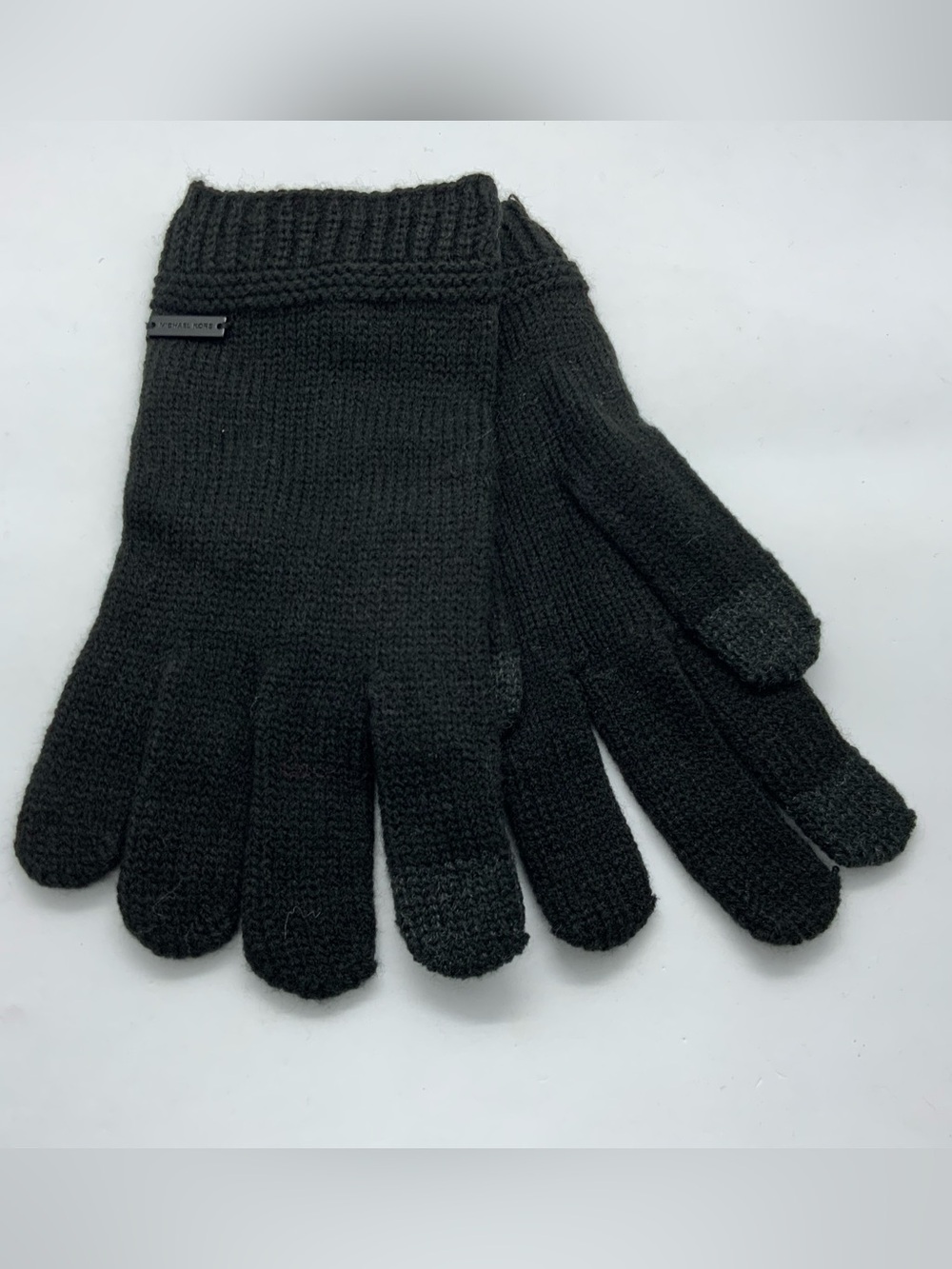 Michael Kors Men's Black Knit Touchscreen-Friendly Gloves